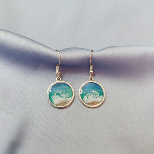 Ocean Beach Earrings – Resin with Real Beach Sand | Hypoallergenic Stainless Steel
