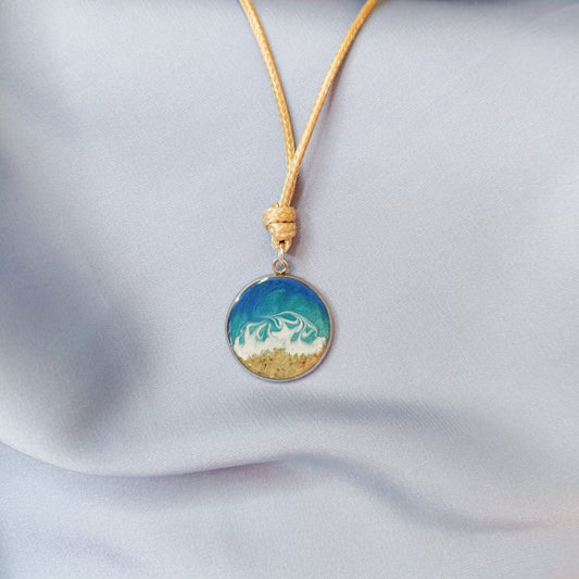 Large Ocean Beach Pendant Necklace on Rope – Resin with Real Hermanus Beach Sand