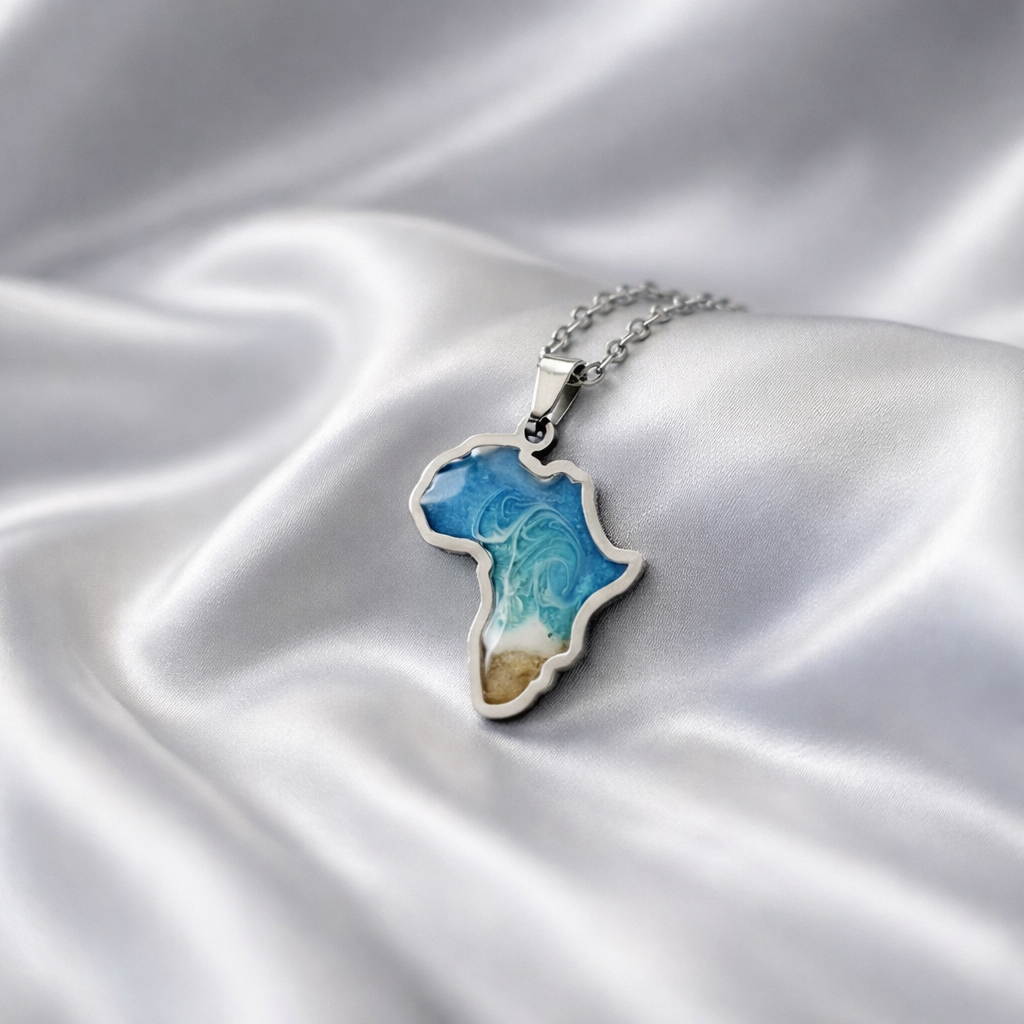 Africa Pendant Necklace – Sterling Silver & Stainless Steel