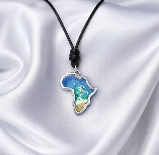Africa Pendant Necklace on Rope