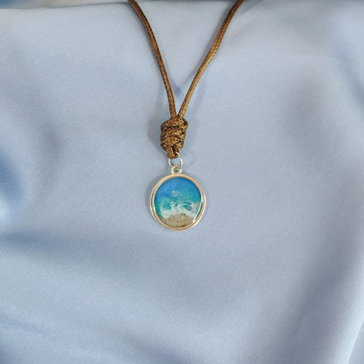 Small Ocean Beach Pendant Necklace on Rope – Resin with Real Hermanus Beach Sand