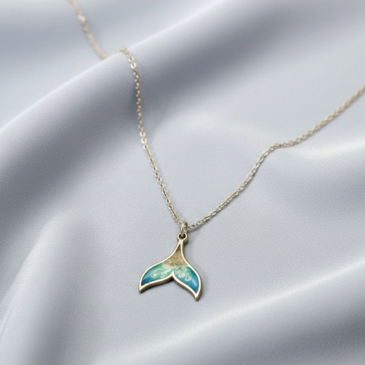 Whale Tail Necklace – Resin-Filled Pendant with Real Hermanus Beach Sand | Sterling Silver & Stainless Steel